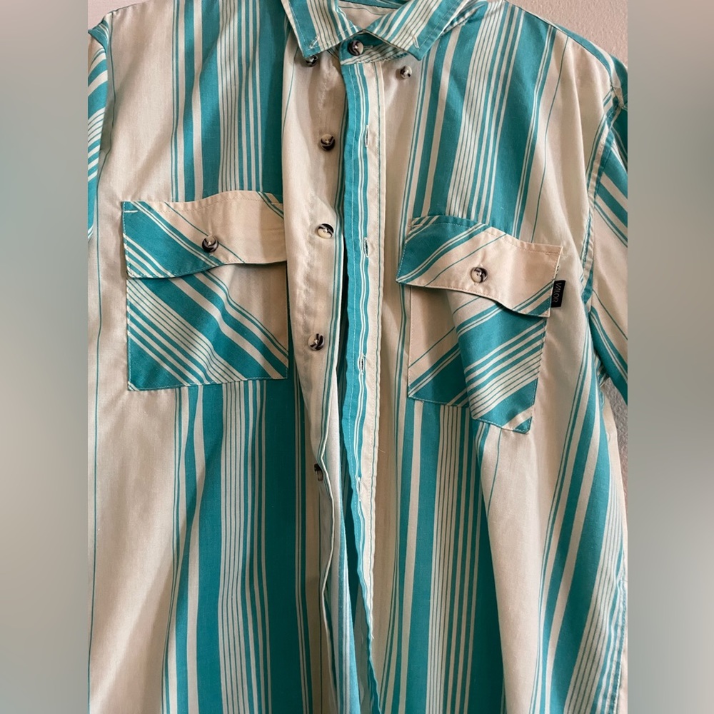 Turquoise Striped button up - Picture 2 of 4